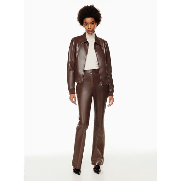 NWT BABATON ARITZIA Program Pants Coffee Bean Brown Sz 8 Faux Leather High Rise - Picture 10 of 10